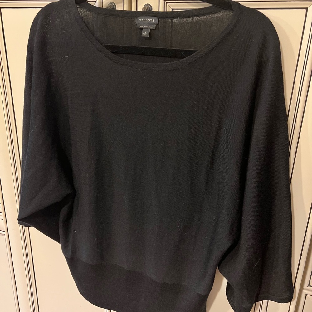 Talbots Pure Merino Wool Black Knit